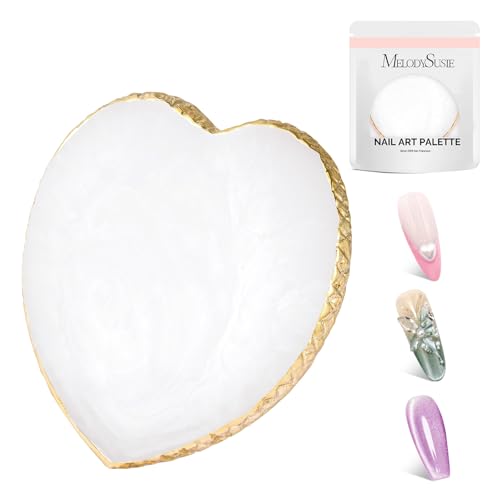 MelodySusie 1Pc Heart Resin Nail Art Palette Color Mixing Board White - color: White Heart Without Spatula.