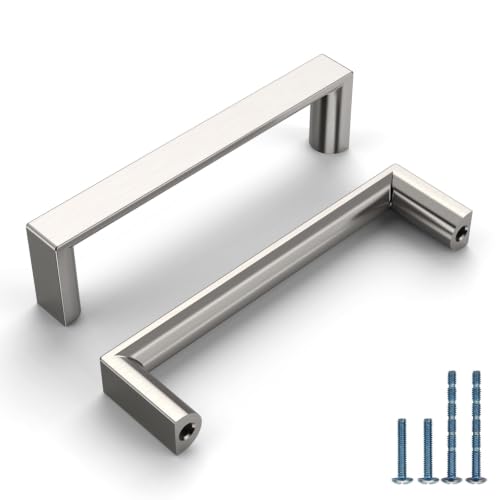 6 Pack 3.75 Inch Brushed Nickel Cabinet Pulls, Kitchen Hardware - color: Brushed Satin Nickel, size: 3.75"/96MM Hole Center, style: 6 Pack