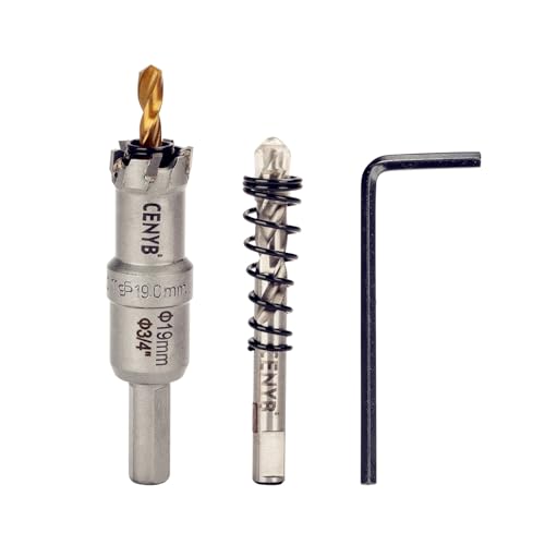 3/4" (19mm) Tungsten Carbide Tipped Hole Saw with 2Pcs Titanium-Plated Pilot Drill Bits for Hard Metal,Stainless Steel,Iron,Aluminum Alloy,Wood and Plastic - size: 19mm | 3/4"