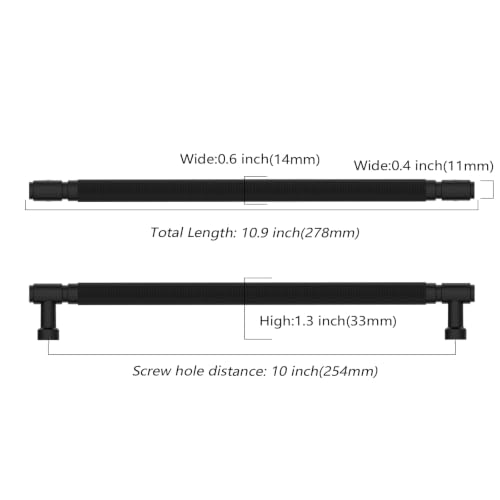 Asidrama 6 Pack 10 Inch(254mm) Matte Black Cabinet Pulls Knurled Kitchen Cabinet Handles, Cabinet Pulls Kitchen Cabinet Hardware for Cupboard Drawer Pulls - color: Matte Black, size: 10" Hole Center, style: 6 Pack