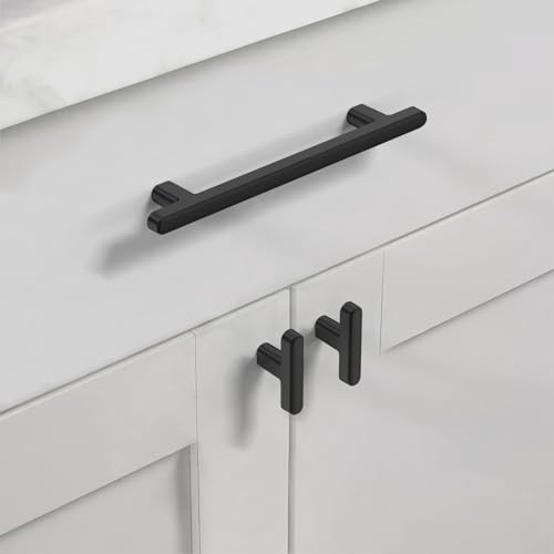 Asidrama 10 Pack 5 Inch(128mm) Matte Black Kitchen Cabinet Handles, Cabinet Pulls Kitchen Cabinet Hardware for Cupboard Drawer Pulls - color: Matte Black, size: 5" Hole Center, style: 10 Pack