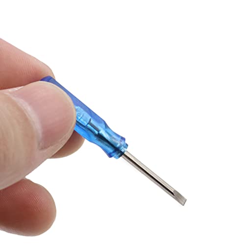 100pcs 45mm x 2mm Tiny Size Slotted Word Flat Head Screwdrivers - color: Blue, size: 2.0mm - (Slotted)