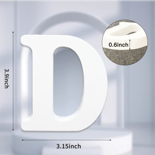 AOCEAN 4 Inch White Wood Letters Unfinished Wood Letter for Wall Decor Decorative Standing Letters Slices Sign Board Decoration for Craft Home Party Projects (D) - style: D