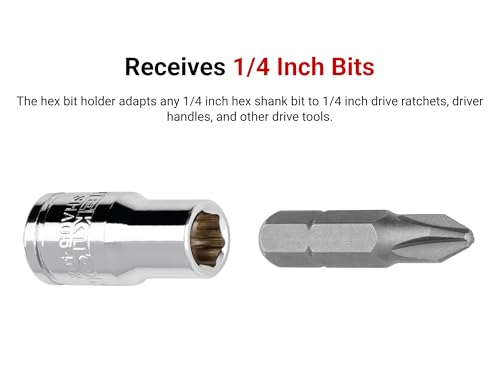 TEKTON 1/2 Inch Drive x 1/4 Inch Magnetic Hex Bit Holder Socket | SHA25402 - size: 1/2 Inch