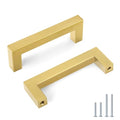 Goldenwarm 5 Pack 3 in Gold Cabinet Handles Square Drawer Pulls - color: Gold, size: 3 Inch Hole Center