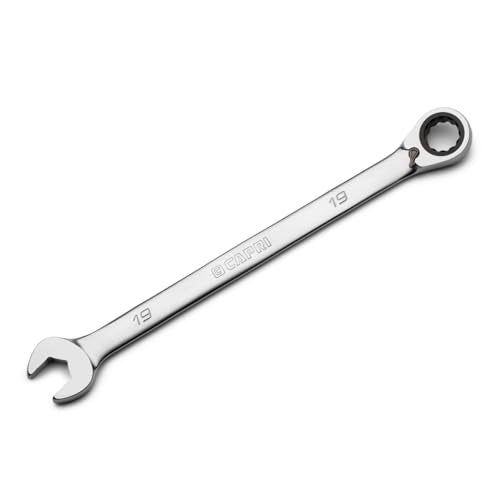 Capri Tools 19 mm 120-Tooth Ultra-Smooth Reversible Ratcheting Combination Wrench, XL Long Series, 12-Point - size: 19 mm