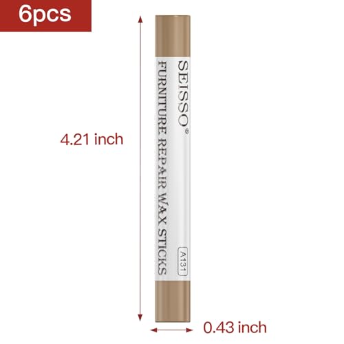 SEISSO Furniture Repair Crayon, 6 Pcs - Wood Filler Sticks, Scratch Repair Wax, Furniture Marking Repair - Scratch, Hole, Table, Wood Floor, Guitar, Covering, Instrument Fill Sticks-Cherry Wood - color: Cherry Wood 6pcs