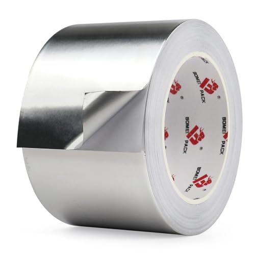 BOMEI PACK Aluminum Foil Tape,Heavy Duty Metal Foil Tape,High Temperature Silver Duct Tape,Perfect for Sealing & Patching,HVAC,Air Ducts,Insulation and Metal Repair (3 Inch) - size: 3 Inch x 30 Yards