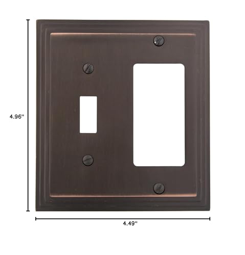 Amerelle Steps Single Toggle/Single Rocker Cast Metal Wallplate in Aged Bronze - color: Aged Bronze, size: 1 Toggle / 1 Rocker GFCI