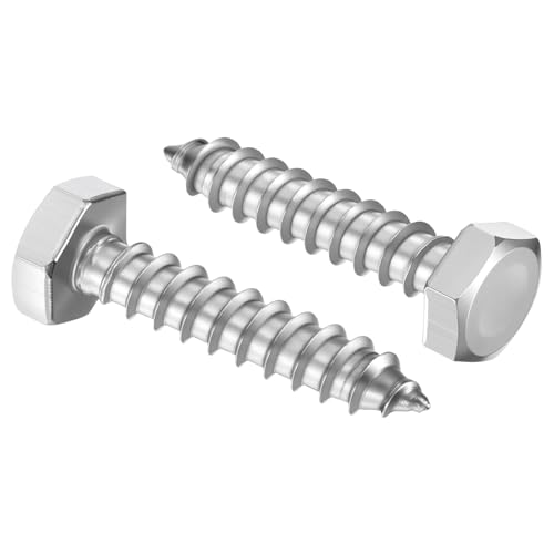 25 Pcs Hex Head Lag Screws 1/4" x1-1/4 SS 18-8 (304) Lag Bolts - color: Silver, size: 1/4"x1-1/4"