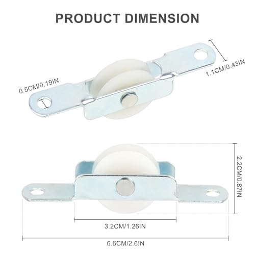 10 pack Sliding Door Rollers, 22mm Nylon Pulley Wheels Replacement for Screen Door, Patio Door, Wardrobe & Closet, Silent Smooth Glide, Heavy Duty Furniture Rollers with Steel Shell