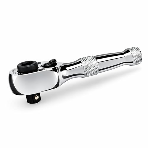 Powerbuilt Stubby Ratchet, Mini 1/4 Inch Ratchet Wrench, Reversible 72 Tooth, Tight Spaces, Quick Release - 940478 - style: 1/4" Dual Head
