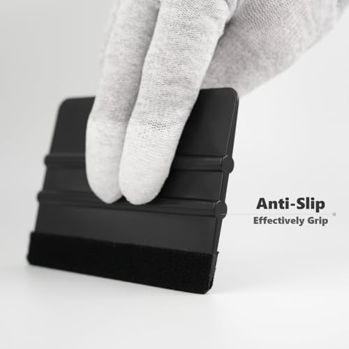 2-Pack Felt Edge Squeegee Tool for Vinyl Wrap & Wallpaper Smoothing, Plastic Scraper with Replacement Fabric Felts, Anti-Scratch Applicator for Car Window Tint, Glass Film & Craft Decals - color: Blue&black