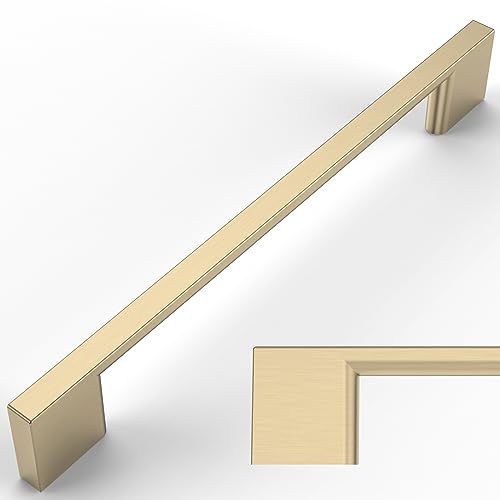 Amerdeco 10 Pack Brushed Brass Cabinet Pulls 6.3" - color: Brushed Brass, size: 6.3" hole center