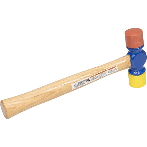 VAUGHAN Soft Face Hammer, 12 Oz, Rubber Mallet, Assembled in the USA - color: Red/Yellow, size: 12 oz