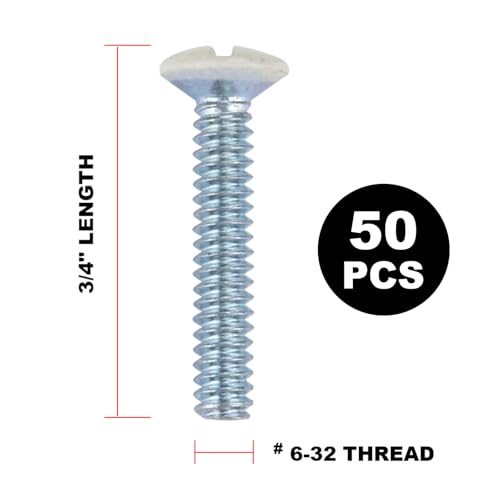 Henne Bery 3/4" Long 6-32 Thread, Oval Head Milled Slot Replacement Wall Plate Screws, 50 Pack, Light Almond - color: Light Almond, size: 3/4",50 Pack