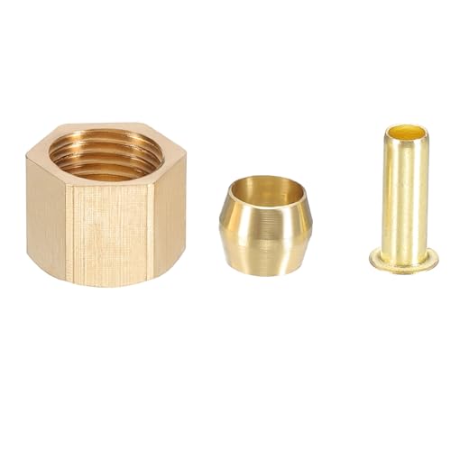 PATIKIL 90Pcs Brass Compression Fittings Assortment Kit, 1/4" Compression Sleeves Ferrules Inserts Nuts for Connecting Air, Fuel, Water, Oil and Inert Gases