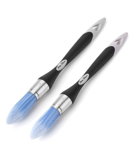 Bates- Trim Paint Brush, 2 pcs, 0.75 Inch, Black & Gray Ergonomic Non-Slip Handle, Synthetic Bristles, Trim Brushes for Painting - color: Gray-black, size: 0.75 inch, 2 Pack