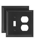 2-Pack Natural Bamboo Fiber Combo Toggle/Duplex Light Switch Cover Plate - color: Black, size: 1 Toggle/1 Duplex 2PK