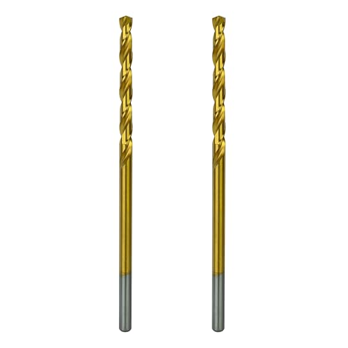 Greycore Tools 1/4 Inch x 6 Inch Cobalt Aircraft Extension Bit – 2 Pack M35 Cobalt Drill Bit, Industrial Titanium Coating – Drill Bits for Steel, Hard Metal, Cast Iron, Wood, Plastic (1/4" x 6") - size: 1/4" x 6", style: 6" Length