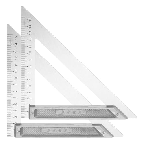 HARFINGTON 2Pcs Rafter Square 6" Imperial Aluminum Alloy Carpenter Measuring Layout Tool Metal Triangle Ruler Protractor for Woodworking and Carpentry - size: 6"