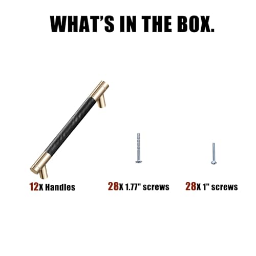 12 Pack 3 Inch 76 mm Knurled Cabinet Handles Cabinet Pulls Aluminum Handles Pulls Gold and Black Oxidation Finish with Diamond Pattern 4" Length (3" Hole Center) - color: Gold and Black, size: 3 Inch