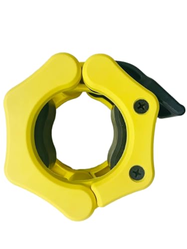 Olympic Barbell Clamps Collars Quick Release Pair Weight Clips for 2 inch Barbell (Yellow w/Black Lever) - color: Yellow W/ Black, size: Olympic 2"