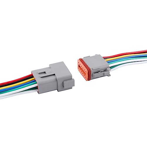 Deutsch DT 12 Pin Connector 1 Set - 12 Way DT Automotive Waterproof Male Female Plug Wiring Harness for Car, Truck, Boats, LED Work Light, 16 AWG. (1 Set 12 Pin, Grey) - size: 12-pin