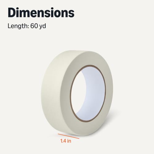 Amazon Basics Multi-Surface Masking Tape for Labeling, 1.41" x 60 Yards, Beige, 1 Roll - size: 1.41 Inch by 60 Yards