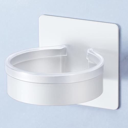 Hair Dryer Holder Wall Mounted, Blow Dryer Holder, Hair Tool Organizer for Hair Dryer Storage Hanger, Adhesive Hairdryer Holder for Bathroom Barber Shop (White) - color: White