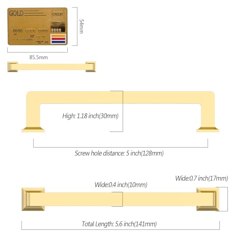 Amerdeco 10 Pack Brushed Gold Cabinet Pulls 5 Inch(128MM) Hole Centers Kitchen Cabinet Handles Cabinet Hardware Kitchen Handles for Cabinets Cupboard Handles Drawer Pulls ZH0019 - color: Brushed Gold, size: 5" Hole Center