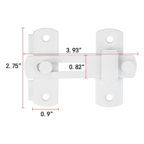 2 Packs White Stainless Steel Barn Door Latch Bi-fold Door Lock - color: White
