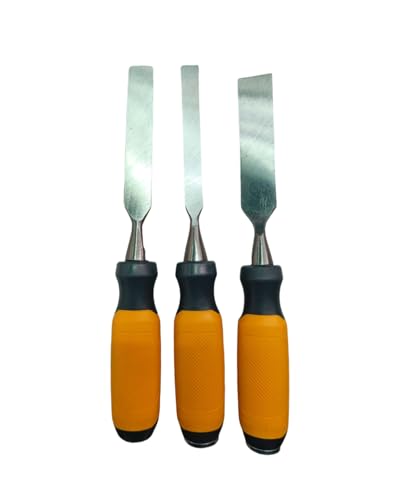 25-428 3 Pc. Pro Premium Wood Chisel, Carving Carpenter Set, Professional Grade Tools for Precision Crafting and Sculpting