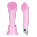 PRITECH Facial Cleansing Brush, Rechargeable Silicone Face Scrubber with Heat Massage End, Vibrating Exfoliator Scrubber for Deep Cleaning, Waterproof Face Brush for Women and Men (Pink) - color: Pink