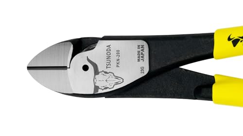 Tsunoda PKN-200, High-Leverage Heavy-Duty Diagonal Cutters, Wire Cutters, 8-Inch (200mm), Made in Japan - size: 8-inches PVC Dipped Handle