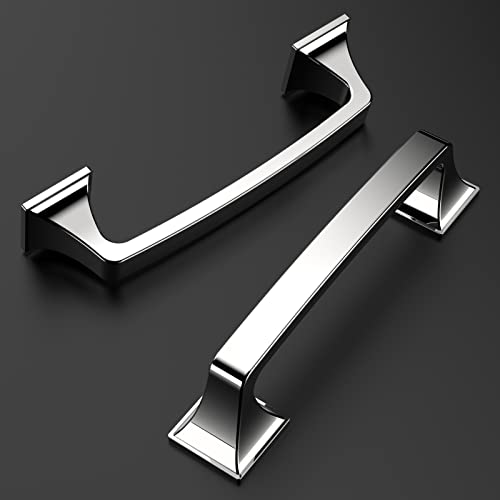 Amerdeco 10 Pack Polished Chrome 3-3/4 Inch(96mm) Hole Centers Kitchen Cabinet Pulls Hardware Kitchen Handles for Cabinets Cupboard Handles Drawer Pulls - color: Polished Chrome, size: 3.75" hole center
