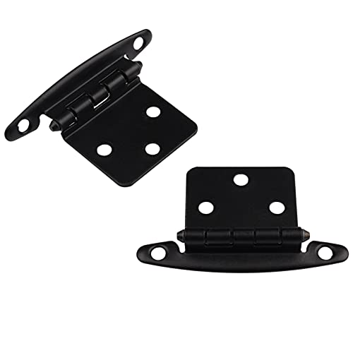 DecoBasics Free Swinging (Non Self-Closing) Overlay Cabinet Hinges Black – 50 Pack (25 Pairs) for Kitchen Cabinet Doors – Matte Black w/Matching Screws & Quiet Bumpers - color: Matte Black