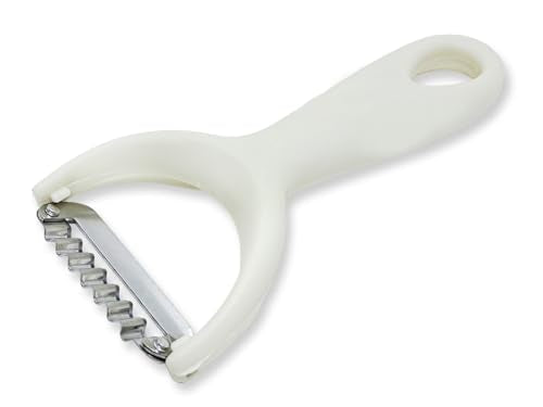WitnyStore Kitchen Tool 5⅞" Long White Plastic Handle Stainless Steel Wavy Peeler Grater Shredder - Thai Cooking Utensils Multipurpose Portable Hand-Held Cookery Equipments for Food Fruit Vegetable