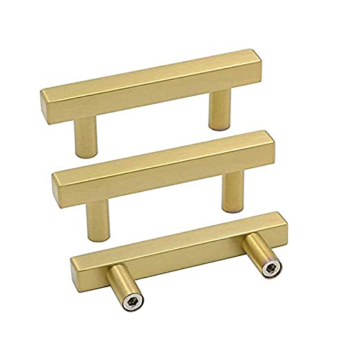 Goldenwarm 10 Pack 2-1/2 Inch Gold Cabinet Handles Brass Kitchen Pulls - color: Gold, size: 2-1/2 Inch Hole Center