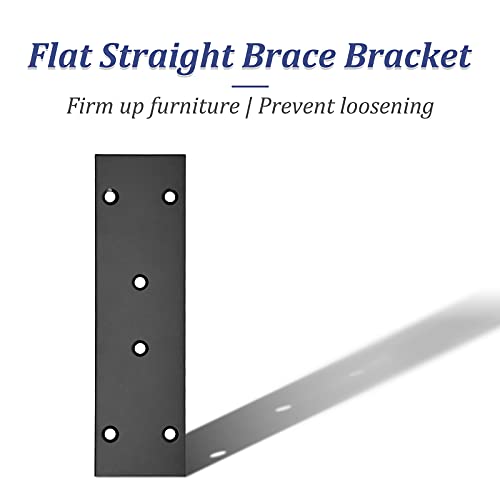 Bonsicoky 4Pcs Flat Straight Brace Brackets, 6.7 x 1.9 / 169 x 48mm - size: 6.6" x 1.9" - 4 PCS, style: Black