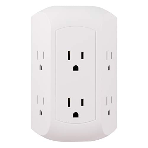 GE Pro 6-Outlet Extender, Surge Protector, Spaced Wall Tap, Side-Access - style: 6 Outlet
