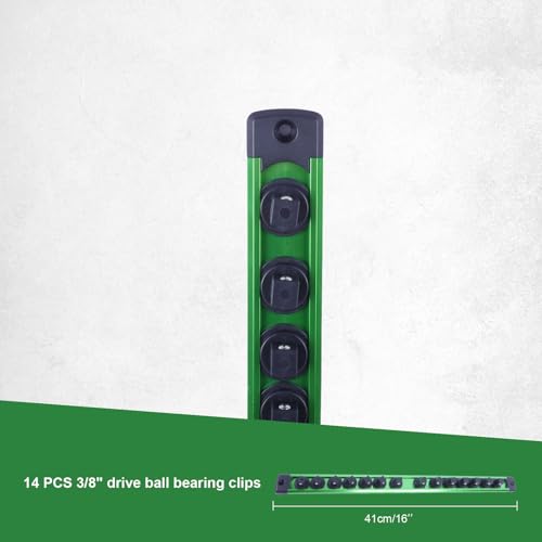 Magnetic Socket Holder Organizer Set - color: Green, size: 3/8