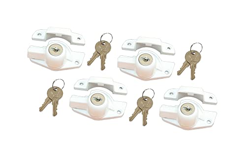 QCAA Heavy Duty Keyed Sash Lock, Child-Proof Security, Only Unlock with Key, CTC 2", White, 4 Pack, Made in Taiwan - color: White, size: 4 Pack