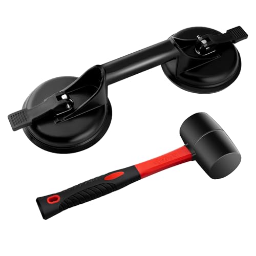 Mister Rui 2-Pack Floor Gap Fixer Tool Kit, Suction Cup & Rubber Mallet