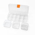 10 Grids Bead Organizer with Adjustable Dividers, 1.10"x1.29" Each Grid, Plus 3 Mini Storage Box for Jewelry, Fishing Hooks, Art Craft, Office Supplies - color: Clear-S