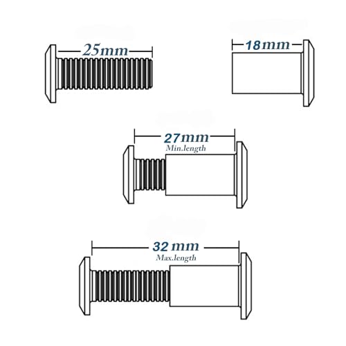 M6 Furniture Joint Connector Bolt & Cap Nut Kit 25MM 20pcs - size: 25mm (20pcs)