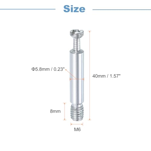 uxcell 45Pcs 40mm Furniture Connecting Fittings, Thread Bolts Dowels Screws, Metal Dowel Fitting Fasteners for Cabinet Drawer and Wardrobe Furniture, Silver - size: 40mm