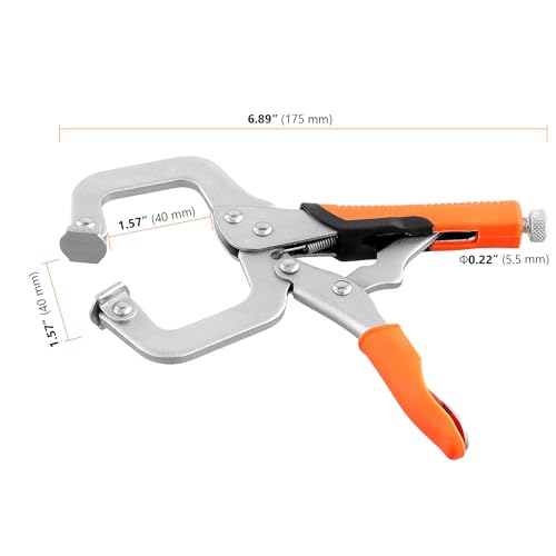 SEUNMUK 6 Inch C Clamp Locking Pliers, 4 Pack Heavy Duty Vise Grip Welding Clamps with Swivel Pads, Adjustable Face Clamp for Woodworking, Home, Electrician Maintenance, Pocket Hole Joinery - size: 4 Pack 6 Inch