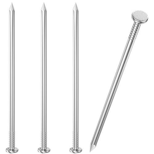 VGBUY 40PCS Stainless Steel Hardware Nails, 4 Inch Flat Head Nails for Hanging Pictures - color: Silver, size: 4 in
