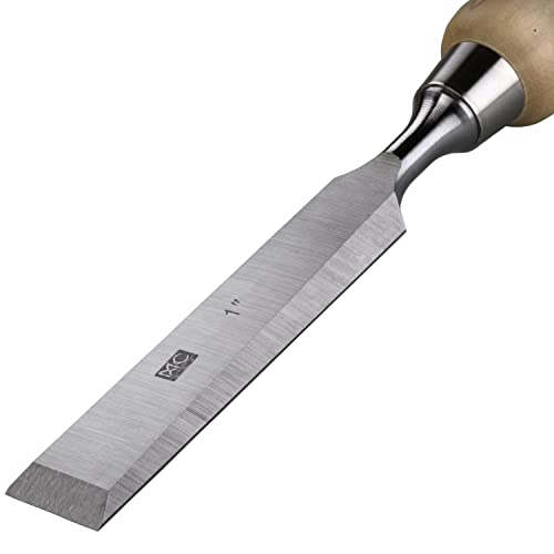 6 Piece Bevel Edge Wood Chisel Set 1/4 inch(6mm), 3/8 inch(10mm), 1/2 inch(12mm), 5/8 inch(16mm), 3/4 inch(20mm), 1 Inch(26mm) with Hornbeam Handles and Stainless Steel Ferrules - size: 6 Piece Bevel Chisel